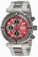 Invicta Red Dial Stainless Steel Band Watch #10480 (Men Watch)