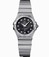Omega 27mm Constellation Pollished Quartz Black Dial Stainless Steel Case, Diamonds On Hour Indices With Stainless Steel Bracelet Watch #123.10.27.60.51.002 (Women Watch)