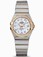 Omega 27mm Constellation Brushed Quartz White Mother Of Pearl Dial Yellow Gold Case, Diamonds With Yellow Gold And Stainless Steel Bracelet Watch #123.25.27.20.55.002 (Women Watch)