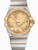 Omega 38mm Automatic Chronometer Champagne Gold Dial Yellow Gold Case, Diamonds With Yellow Gold And Stainless Steel Bracelet Watch #123.25.38.21.58.001 (Men Watch)