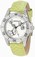 Invicta Silver Butterflies With Encrusted White Crystals Dial Lime Genuine Calf Leather With Reptile Pattern Watch #12516 (Women Watch)