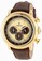 Invicta Gold With Brown Border Dial Leather Watch #13058 (Men Watch)