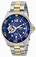 Invicta Navy Blue Dial 18kt. Gold Plated Stainless Steel Watch #15401 (Men Watch)