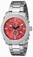 Invicta Red Dial Stainless Steel Band Watch #18042 (Men Watch)