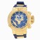 Invicta Blue Dial Uni-directional Rotating Gold-plated Band Watch #18521 (Men Watch)