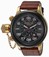 Invicta Russian Diver Black Dial Chronograph Date Brown Leather Watch # 22291 (Men Watch)