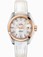 Omega 30mm Automatic Chronometer Aqua Terra White Mother Of Pearl Dial Rose Gold Case, Diamonds With White Leather Strap Watch #231.23.30.20.55.001 (Women Watch)