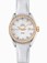 Omega 34mm Automatic Chronometer Aqua Terra Jewellery White Mother Of Pearl Dial Yellow Gold Case, Diamonds With White Leather Strap Watch #231.28.34.20.55.001 (Women Watch)