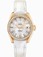 Omega 30mm Automatic Chronometer Aqua Terra Jewellery Teak White Mother Of Pearl Dial Yellow Gold Case, Diamonds With White Leather Strap Watch #231.58.30.20.55.002 (Women Watch)