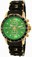 Invicta Green Dial Fixed Gold-plated With A Black Top Ring Band Watch #80149 (Men Watch)