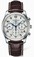 Longines Automatic Brushed And Polished Stainless Steel Silver Textured Roman Numeral Chronograph With Date Between 4 And 5 Dial Brown Crocodile Leather Band Watch #L2.759.4.78.3 (Men Watch)