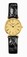 Longines La Grande Classique Quartz Gold Dial Roman Numerals PVD Gold Coating Bezel Black Leather Watch# L4.209.2.31.2 (Women Watch)