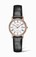 Longines Automatic Roman Numerald Dial Diamond Bezel 18l Rose Gold Case Black Leather Watch # L4.378.9.11.0 (Women Watch)
