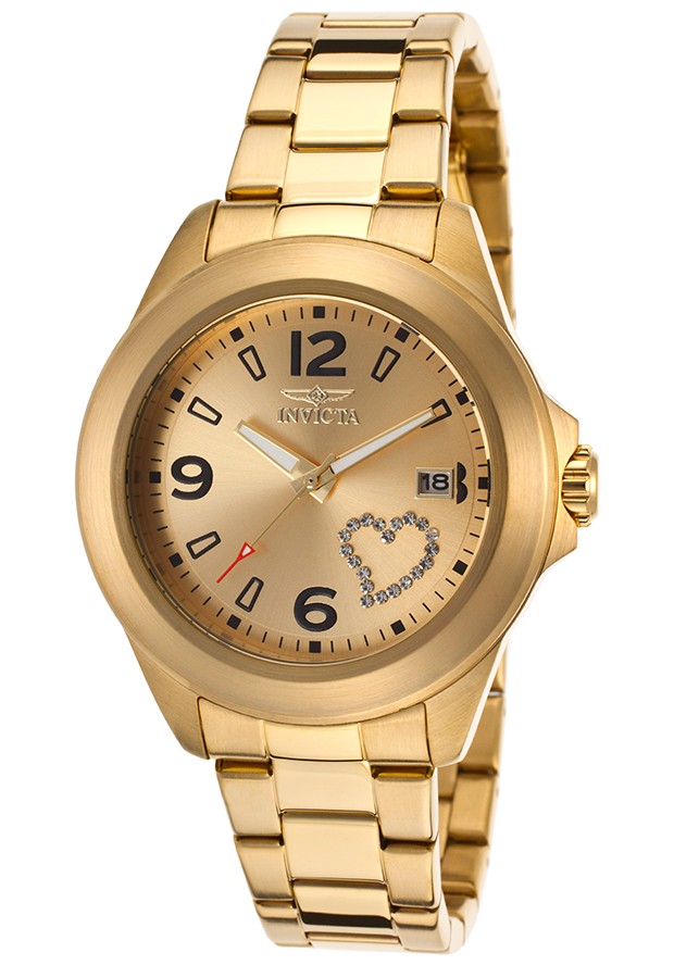 Invicta Specialty Quartz Analog Date Gold Dial Stainless Steel Watch # 16327 (Women Watch)
