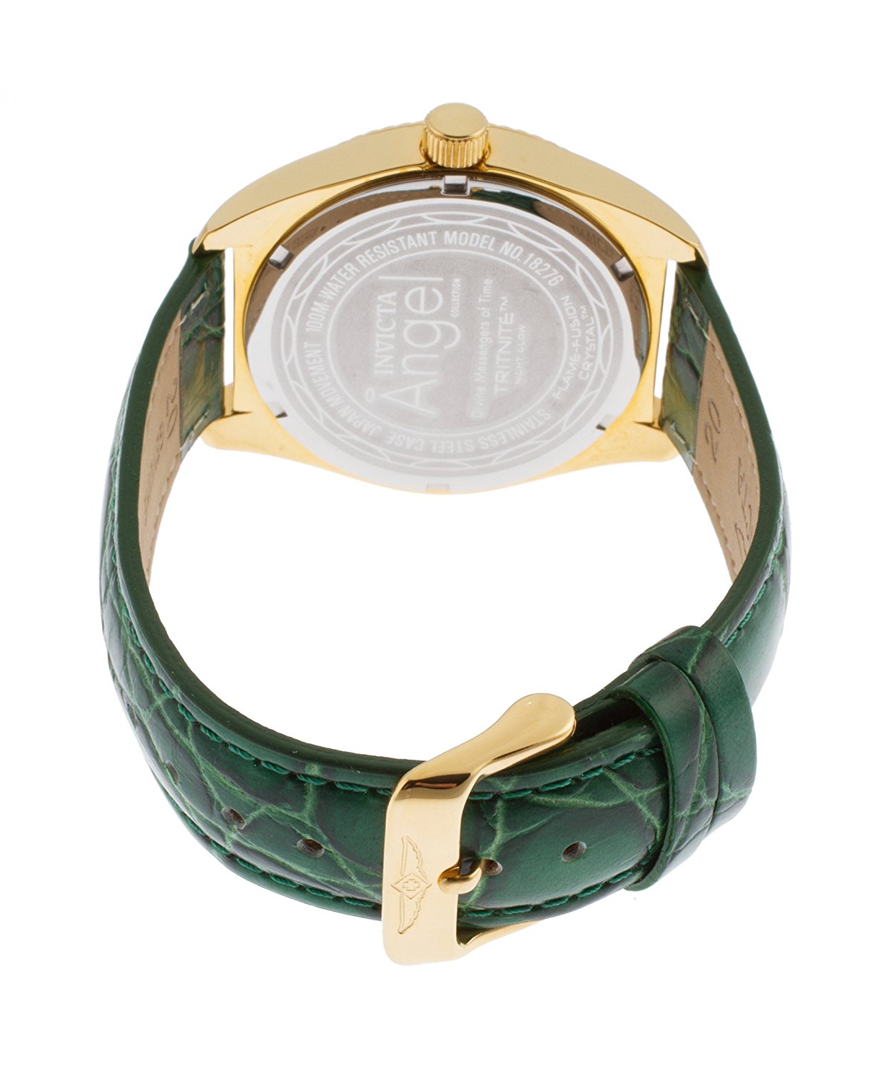 Invicta Angel Quartz Analog Day Date Green Leather Watch # 18276 (Women Watch)