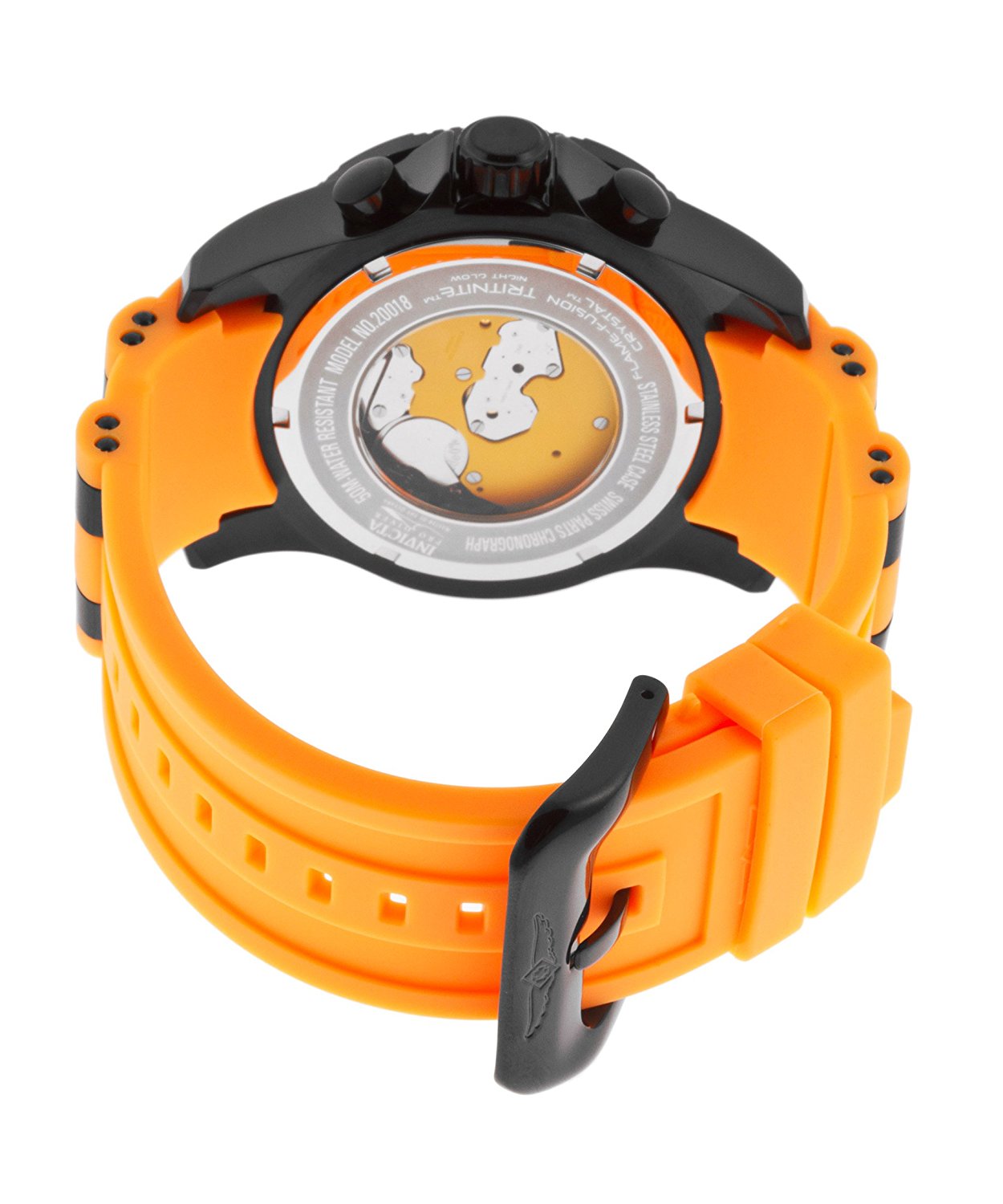 Invicta Pro Diver Quartz Chronograph Day Date Orange Polyurethane Watch # 20018 (Men Watch)