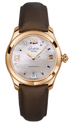 Glashutte Original Automatic 18kt Rose Gold Mother Of Pearl Dial Satin Brown Band Watch #39-22-09-01-44 (Women Watch)