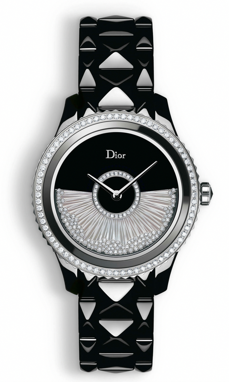 Christian Dior VIII Grand Bal Automatic Black Mother of Pearl Diamond Dial Diamond Bezel Black Ceramic Watch# CD124BE3C003 (Women Watch)