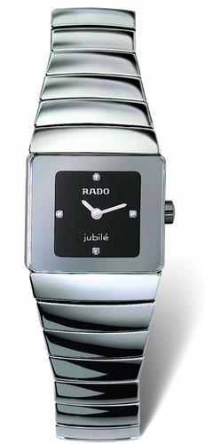 Rado Quartz Platinum Ceramic Black Dial Platinum Ceramic Band Watch #R13334732 (Women Watch)