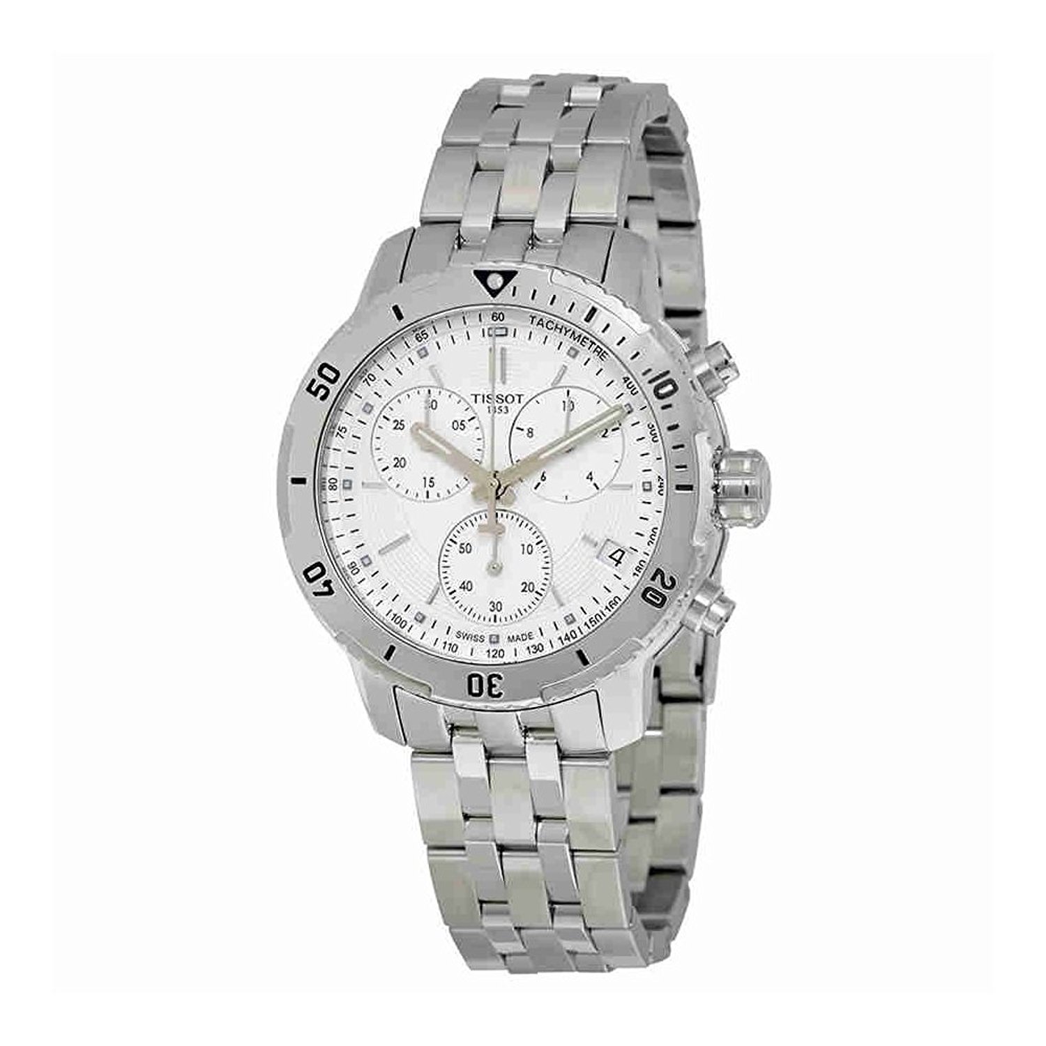 Tissot Silver Dial Uni-directional Rotating Stainless Steel Band Watch #T067.417.22.031.01 (Men Watch)