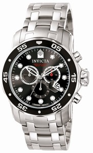 Invicta Black Dial Stainless Steel Band Watch #0069 (Men Watch)