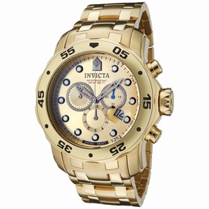 Invicta Gold Dial Luminescent Hands^stop Watch Watch #0074 (Men Watch)