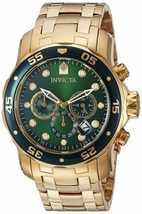 Invicta Green Dial Gold Tone Band Watch #0075 (Men Watch)