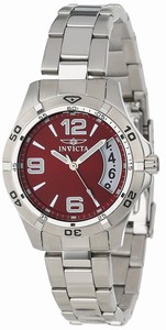 Invicta Red Dial Stainless Steel Band Watch #0091 (Women Watch)