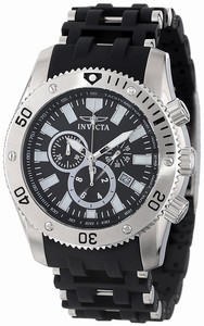 Invicta Black Dial Black Polyurethane With Silver Tone Pins Watch #0138 (Men Watch)