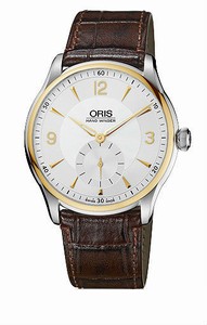 Oris Artelier Hand Winding Small Second 42 hrs Power Reserve Yellow Gold PVD Plated Bezel Dark Brown Leather Watch #0139675804351-0752105 (Men Watch)