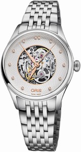 Oris Artelier Automatic Skeleton Diamonds Stainless Steel Watch # 0156077244031-0781779 (Women Watch)