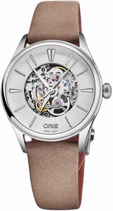 Oris Artelier Automatic Skeleton Dial Brown Leather Watch# 0156077244051-0751733FC (Women Watch)