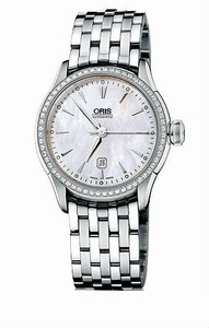 Oris Artelier Date Automatic White Mother of Pearl Dial 38 hrs Power Reserve Stainless Steel Watch #0156176044956-0781673 (Women Watch)
