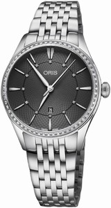 Oris Artelier Automatic Date Diamonds Dial Diamonds Bezel Stainless Steel Watch# 0156177244953-0781779 (Women Watch)