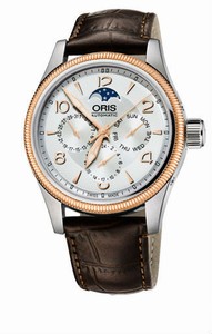 Oris Automatic 38 Hrs Power Reserve Rose Gold Pvd Plated Bezel Brown Leather Watch #0158276784361-0752077FC (Men Watch)