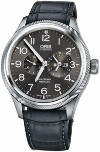 Oris Big Crown ProPilot Worldtimer Date Grey Leather Watch# 0169077354063-0752206FC (Men Watch)