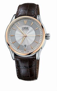 Oris Artelier Date Automatic 38 hrs Power Reserve 18K Rose Gold Bezel Dark Brown Leather Watch #0173375916351-0752170FC (Men Watch)