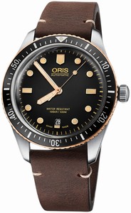 Oris Automatic Divers Date Dark Brown Leather Watch# 0173377074354-0752055 (Men Watch)