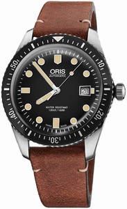 Oris Automatic Divers Sixty Five Date Brown Leather Watch# 0173377204054-0752145 (Men Watch)