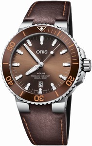Oris Aquis Automatic Date Brown Leather Watch# 0173377304152-0752412EB (Men Watch)