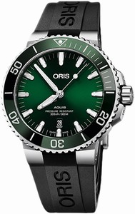 Oris Aquis Automatic Green Dial Date Black Rubber Watch# 0173377304157-0742464EB (Men Watch)