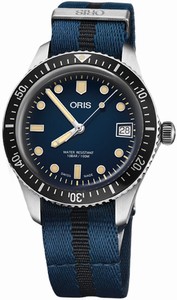 Oris Automatic Divers Sixty-Five Date Blue Textile Strap Watch# 0173377474055-0751728 (Men Watch)