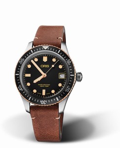 Oris Automatic Divers Sixty-Five Date Brown Leather Watch# 0173377474354-0751745 (Men Watch)