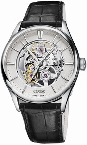 Oris Artelier Automatic Skeleton Dial Black Leather Watch# 0173477214051-0752164FC (Men Watch)