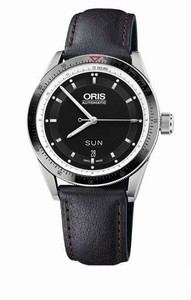 Oris Artix GT Day Date Automatic Stainless Steel Screw-in Security Crown 38 hrs Power Reserve Black Leather Watch #0173576624154-0752182FC (Men Watch)