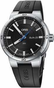 Oris TT1 Day Date Automatic Black Rubber Watch# 0173577524154-0742406FC (Men Watch)