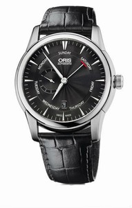 Oris Artelier Small Second Pointer Day Automatic 38 hrs Power Reserve Black Leather Watch #0174576664054-0752371FC (Men Watch)