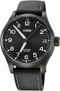 Oris Big Crown ProPilot Big Date Black Leather Watch# 0175176974264-0752019GFC (Men Watch)
