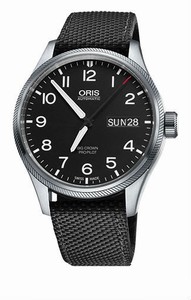 Oris Big Crown Propilot Day Date Automatic Stainless Steel Screw-in Security Crown 38 hrs Power Reserve Black Textile Watch #0175276984164-0752215FC (Men Watch)