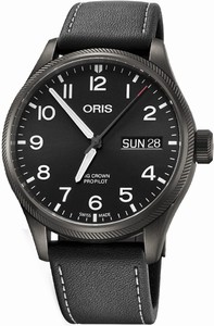 Oris Big Crown ProPilot Day Date Automatic Day Date Black Leather Watch# 0175276984264-0752219GFC (Men Watch)